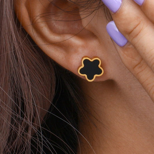 Black Flower Studs