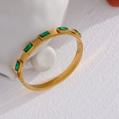 Green Zircon Bangle Bracelet