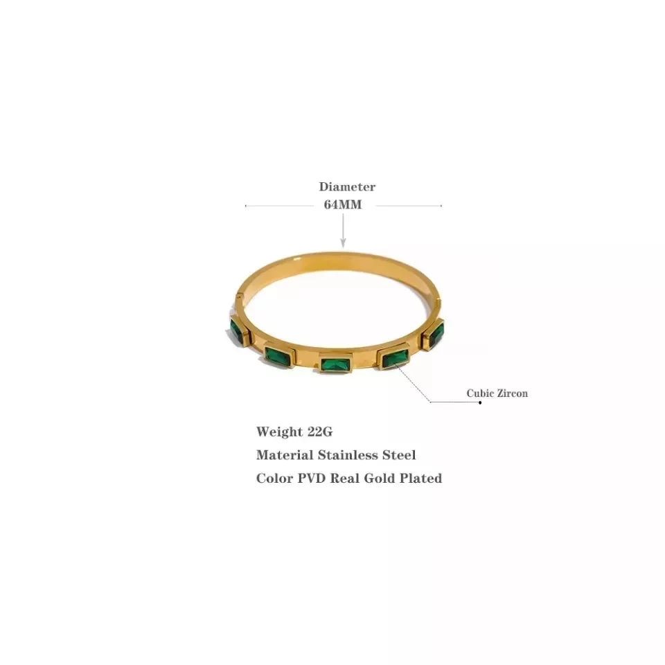 Green Zircon Bangle Bracelet