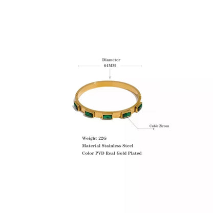 Green Zircon Bangle Bracelet